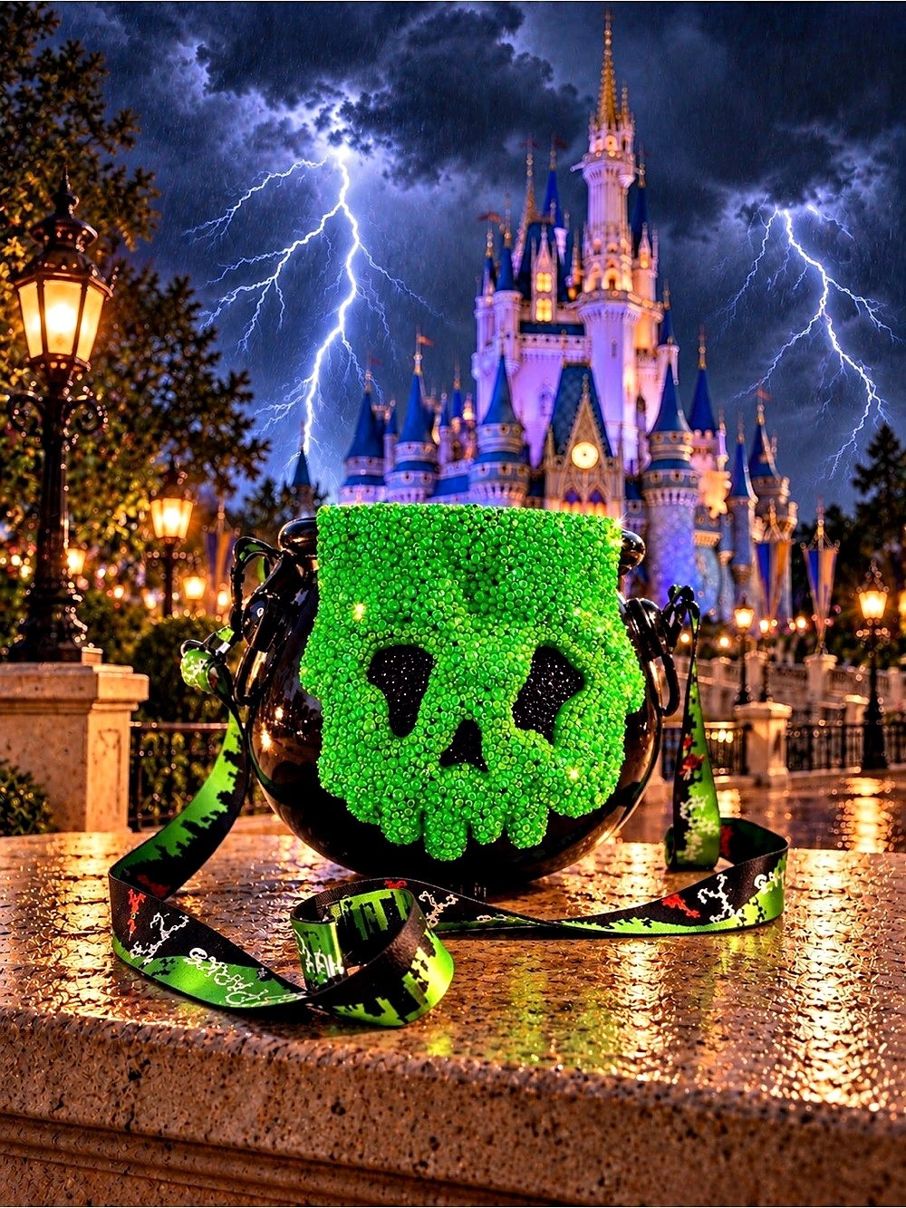Disney Parks Poison Apple Cauldron Light Up Popcorn Bucket